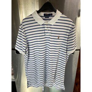 Polo Ralph Lauren Mens XL Pima Soft Touch Striped Polo‎ Shirt 100% Cotton Blue &